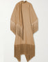 Beige High Neck Style Fringed Kaftans