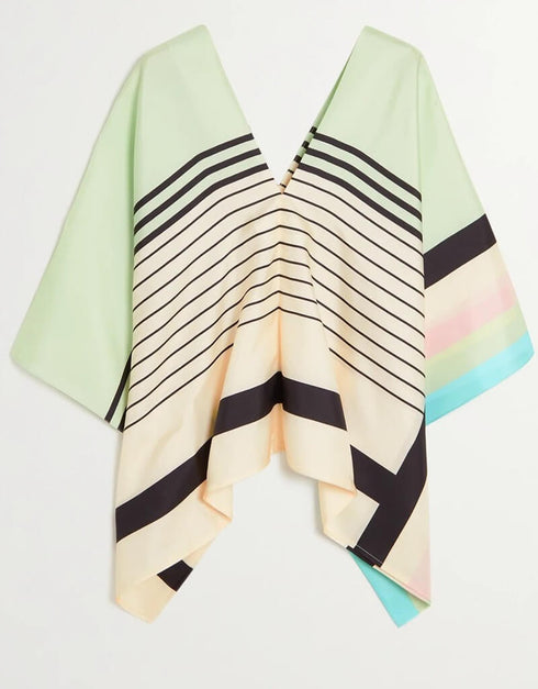 Beige Fancy Soft Satin Silk Kaftan Co-Ord Set Back View