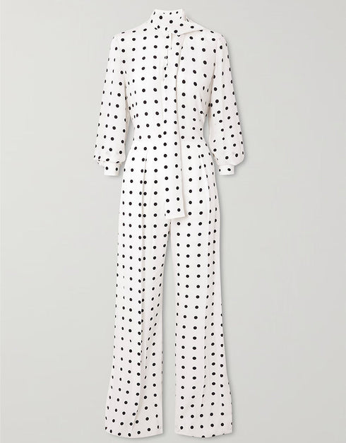 Trendy Designer Party Wear Jumpsuit With Neck Belt White Korean Bsy Dress Close-up View