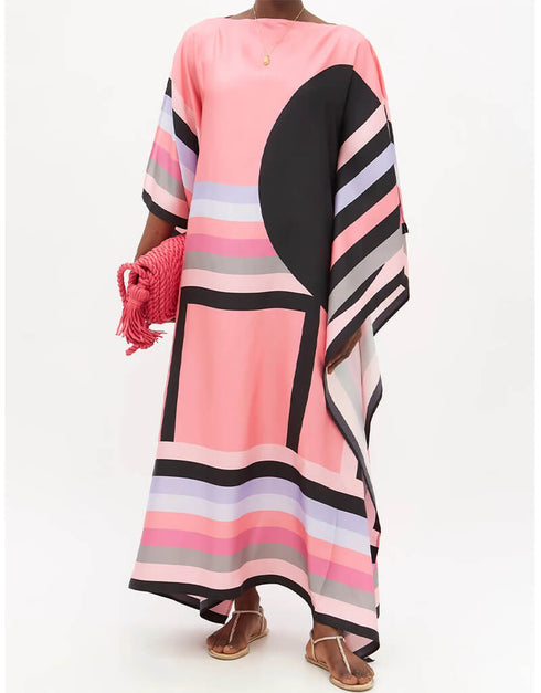 Pink Silk Crepe Kaftan