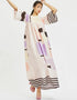 Beige Poly Rayon Cotton Kaftan Back View
