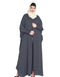 Women Self-Buttoned Cuffs and Front Opening Butterfly Kaftan In the Shade of Grey
