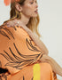 Peach Heavy Designer Digital Printed Maxi Dress Closure View