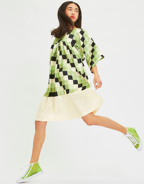 Green Poly Rayon Cotton Kaftan Closure View