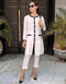 Designer Party Wear Readymade Co-Ords Set Off White Fluid Crepe Silk Pant Shirt Front View