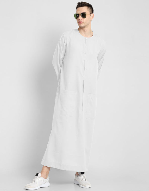 White Thobes Cotton Blend Plain Solid Work