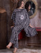 Designer Party Wear Readymade Co-Ords Set Black Satin Silk Pant Shirt Front View