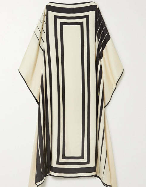 Beige Soft Satin Silk Kaftan Back View