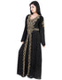 Trendy Black Georgette Hand Pearl Work Moroccan kaftan