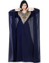 Modern Blue Georgette Hand Zari Embroidery Farasha