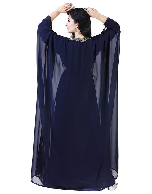 Modern Blue Georgette Hand Zari Embroidery Farasha