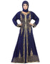 Muslim Blue Georgette Hand Zari Embroidery Kaftan