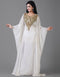 Dubai White Georgette Moti Embroidery Farasha
