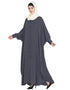 Women Self-Buttoned Cuffs and Front Opening Butterfly Kaftan In the Shade of Grey