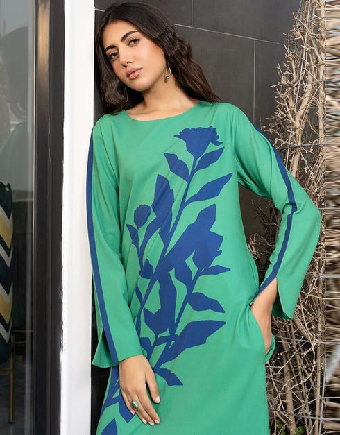 Sea Green Latest Printed Maxi Dress Closure View