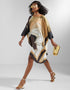 Beige & Black Silk Crepe Kaftan Back View