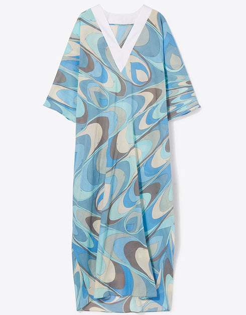 Sky Blue Cotton Blend Gown