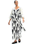 White & Black Soft Satin Silk Kaftan Back View