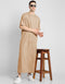 Beige Thobes Cotton Blend Plain Solid Work