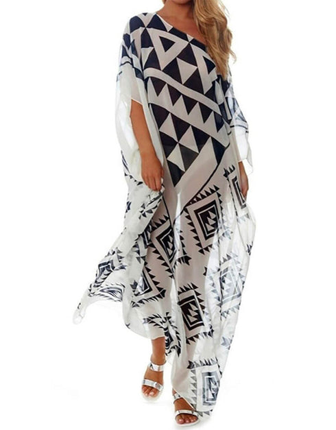 Black And White Fancy Georgette Kaftan Closure View