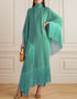 Turqouise Green High Neck Style Fringed Kaftans Closure View