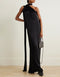 black viscose silk trendy designer party wear maxi dress dress digital printed work jsdc-7030-black Front View