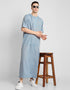 Blue Thobes Cotton Blend Plain Solid Work