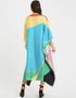 Sky Blue Latest Soft Silk Crepe Kaftan Closure View