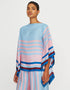 Blue Fancy Soft Satin Silk Kaftan Co-Ord Set Closure View