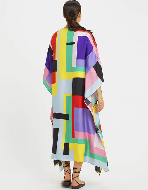 Multi Latest Soft Silk Crepe Kaftan Closure View