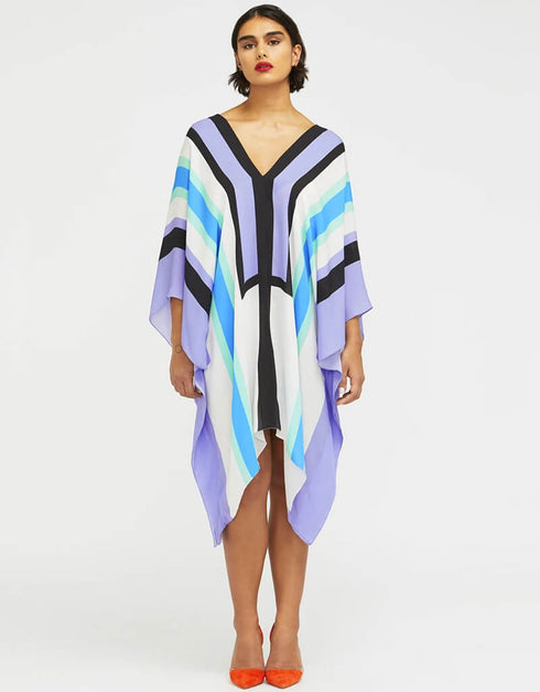 Multi Fancy Soft Silk Crepe Kaftan Closure View