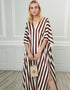 Brown And White Fancy Soft Satin Silk Kaftan Closure View