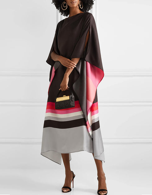 Black Soft Satin Silk Kaftan Back View