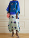 Blue Soft Satin Silk Kaftan Back View