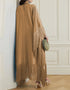 Beige High Neck Style Fringed Kaftans Luxury Silk Kaftan