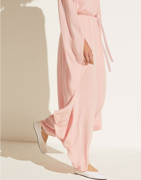 oyster pink korean bsy trendy designer party wear jumpsuit + belt dress digital printed work jsdc-7028 Back View