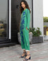 Sea Green Latest Printed Maxi Dress Back View