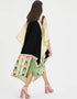 Black And Beige Latest Soft Silk Crepe Kaftan Back View