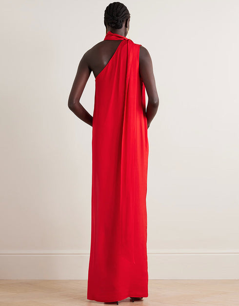 red viscose silk trendy designer party wear maxi dress dress digital printed work jsdc-7030-red Close-up View