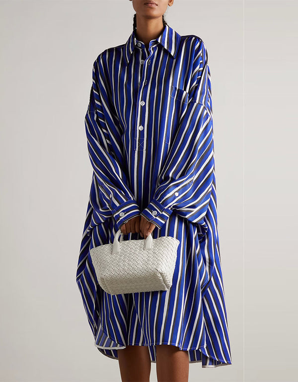 Blue Heavy Organza Silk Maxi Dress