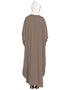 Muslimah Open-Front Kaftan with Self-Buttoned Cuffs and Butterfly Design In the Color Brown