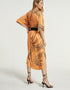 Peach Heavy Designer Digital Printed Maxi Dress Back View