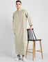 Beige Thobes Cotton Blend Plain Solid Work