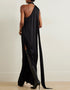 black viscose silk trendy designer party wear maxi dress dress digital printed work jsdc-7030-black Back View