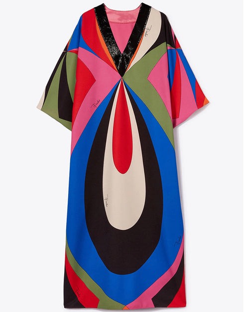 Multi Heavy Designer Digital Printed Maxi Dress Back View