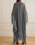Grey High Neck Style Fringed Kaftans Back View