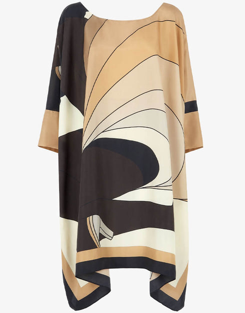 Beige & Black Silk Crepe Kaftan pretty Kaftan