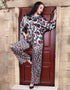 Designer Party Wear Readymade Co-Ords Set Green Satin Silk Pant Shirt Back View
