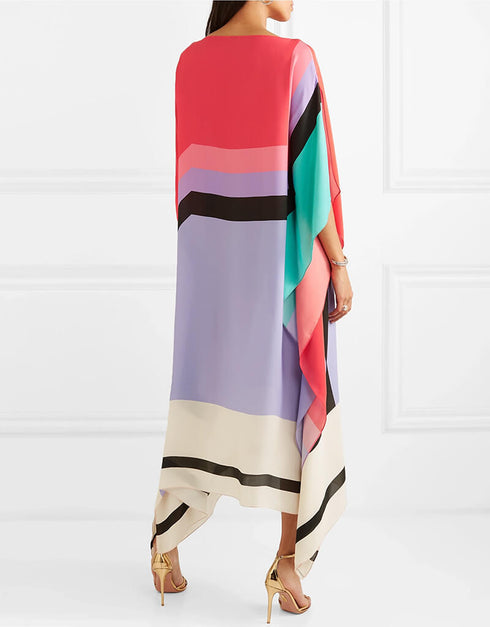 Multi Latest Soft Silk Crepe Kaftan Closure View