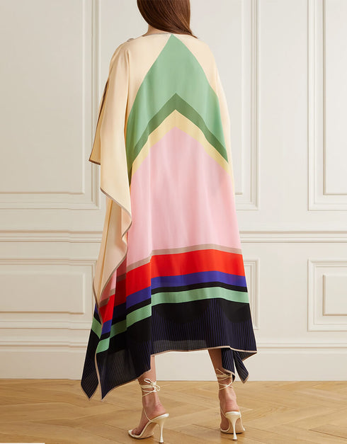 Multi Latest Soft Silk Crepe Kaftan Closure View